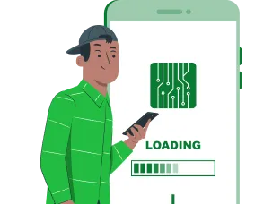 Illustration de l'application Melbet en cours d'installation depuis Google Play et App Store