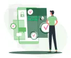Utilisateur vérifiant l'historique des paris et les détails des transactions sur mobile